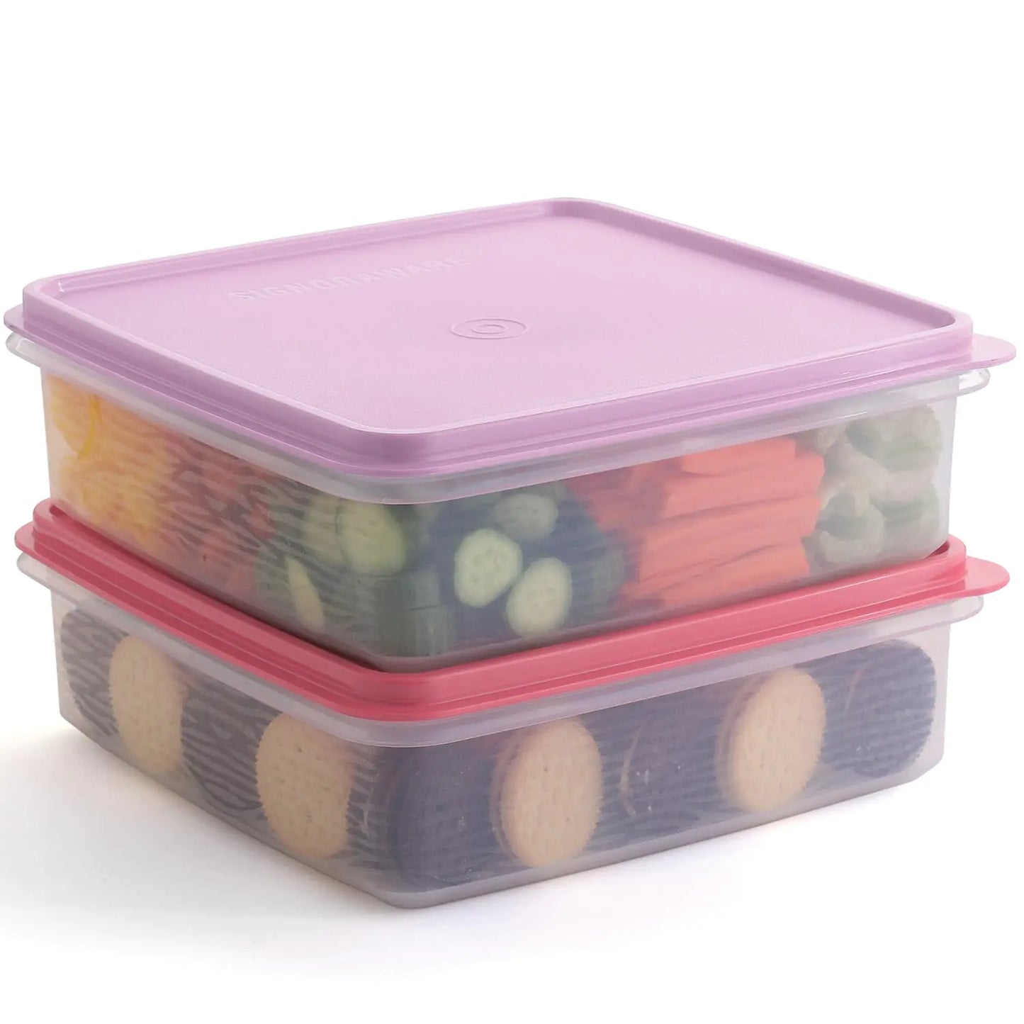 Plastic Storage Containers with Lids – 2-Pack 3L Cupcake Carrier – Leakproof Cookie Storage Containers Airtight – BPA-Free Plastic Containers with Lids for Food Storage Meal Prep Leftovers Cupcakes