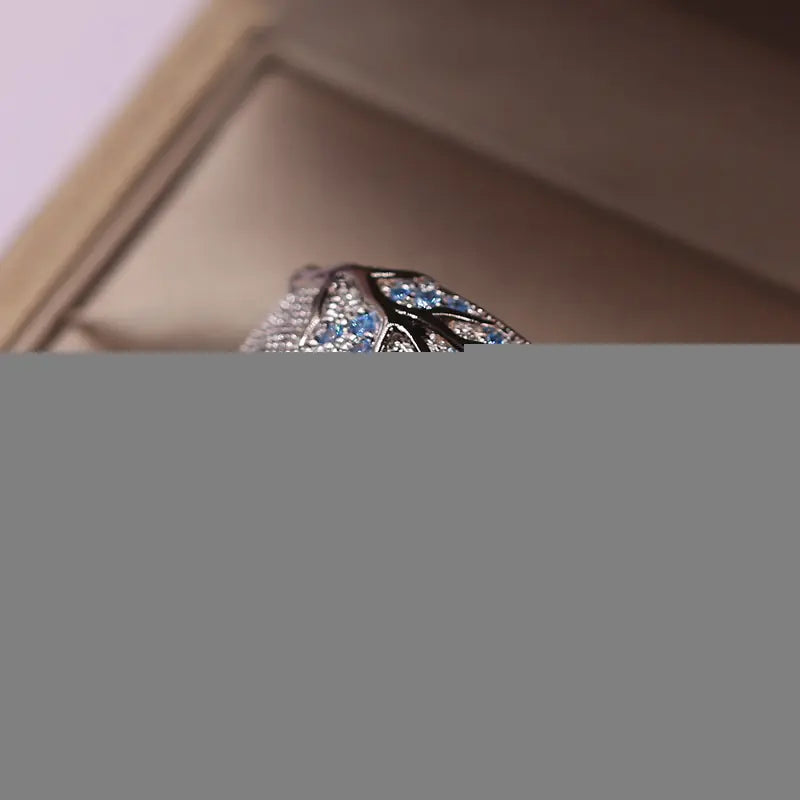 Vintage Handmade Forest Style Glazed Leaf Branch Ring