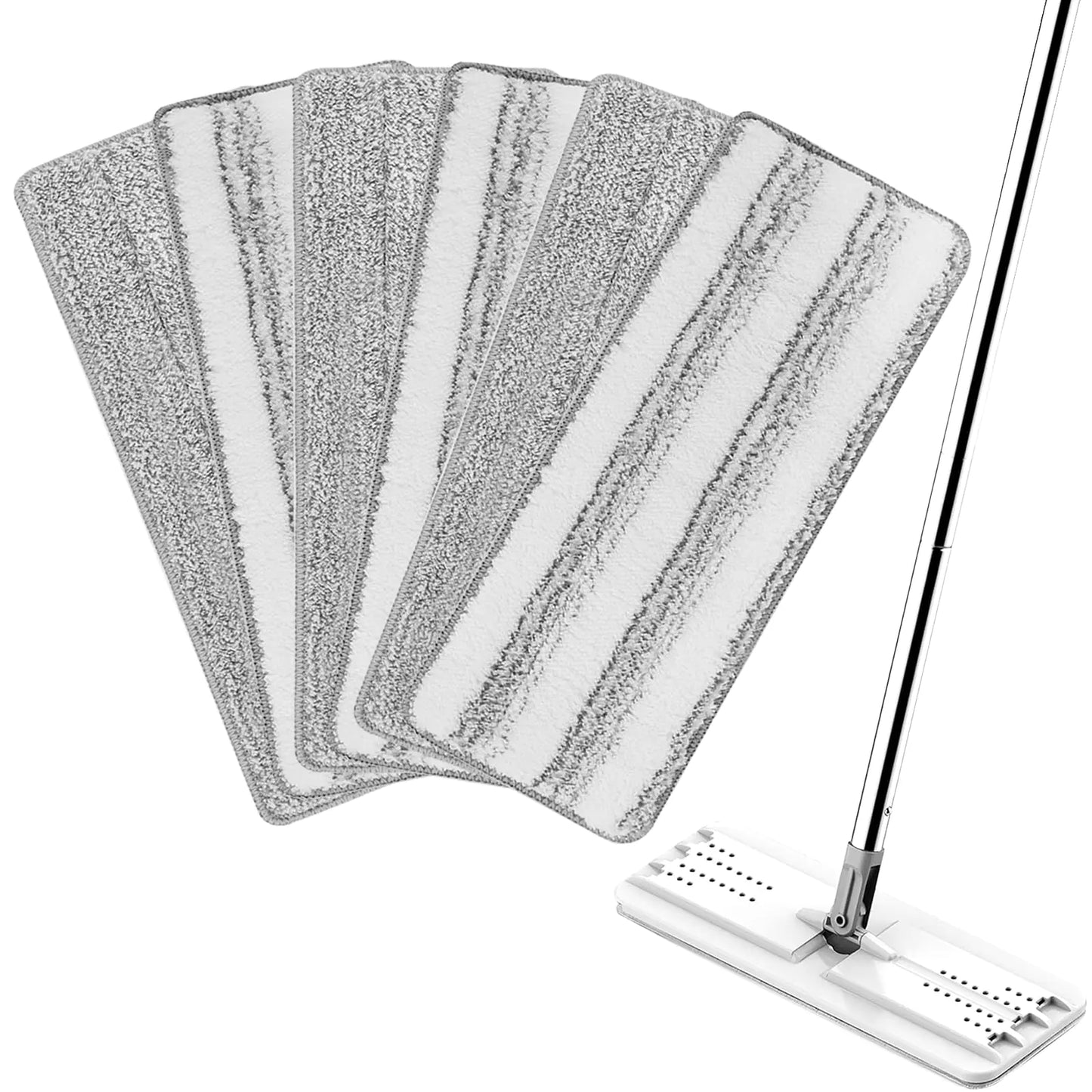 Yicotira Mop Replacement Pads Compatible with JOYMOOP Flat Mop or Mop Bucket Set - Microfiber Flat Mop Pads for All 13" X 4.9" Squeeze Flat Floor Mop - Washable Mop Head Replacement (3+3 Pack)