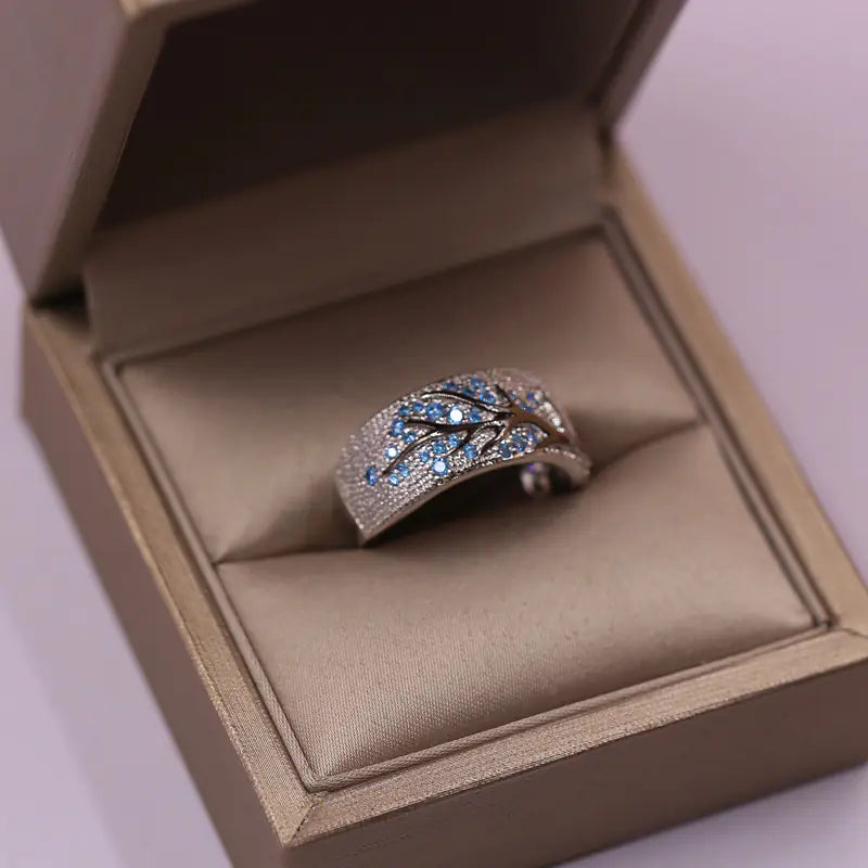 Vintage Handmade Forest Style Glazed Leaf Branch Ring