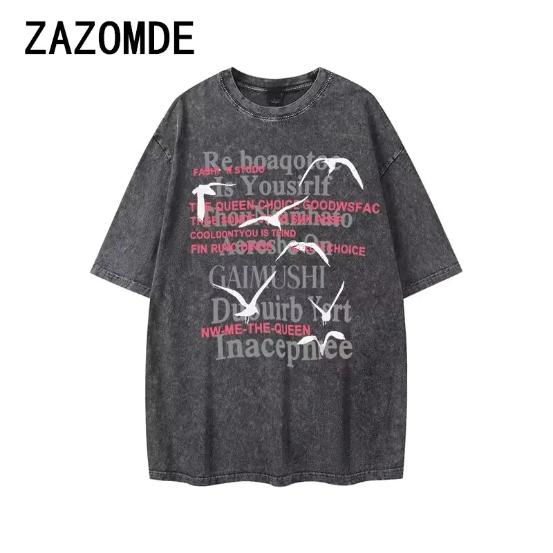 ZAZOMDE Retro American T-Shirt for Men and Women, Y2K