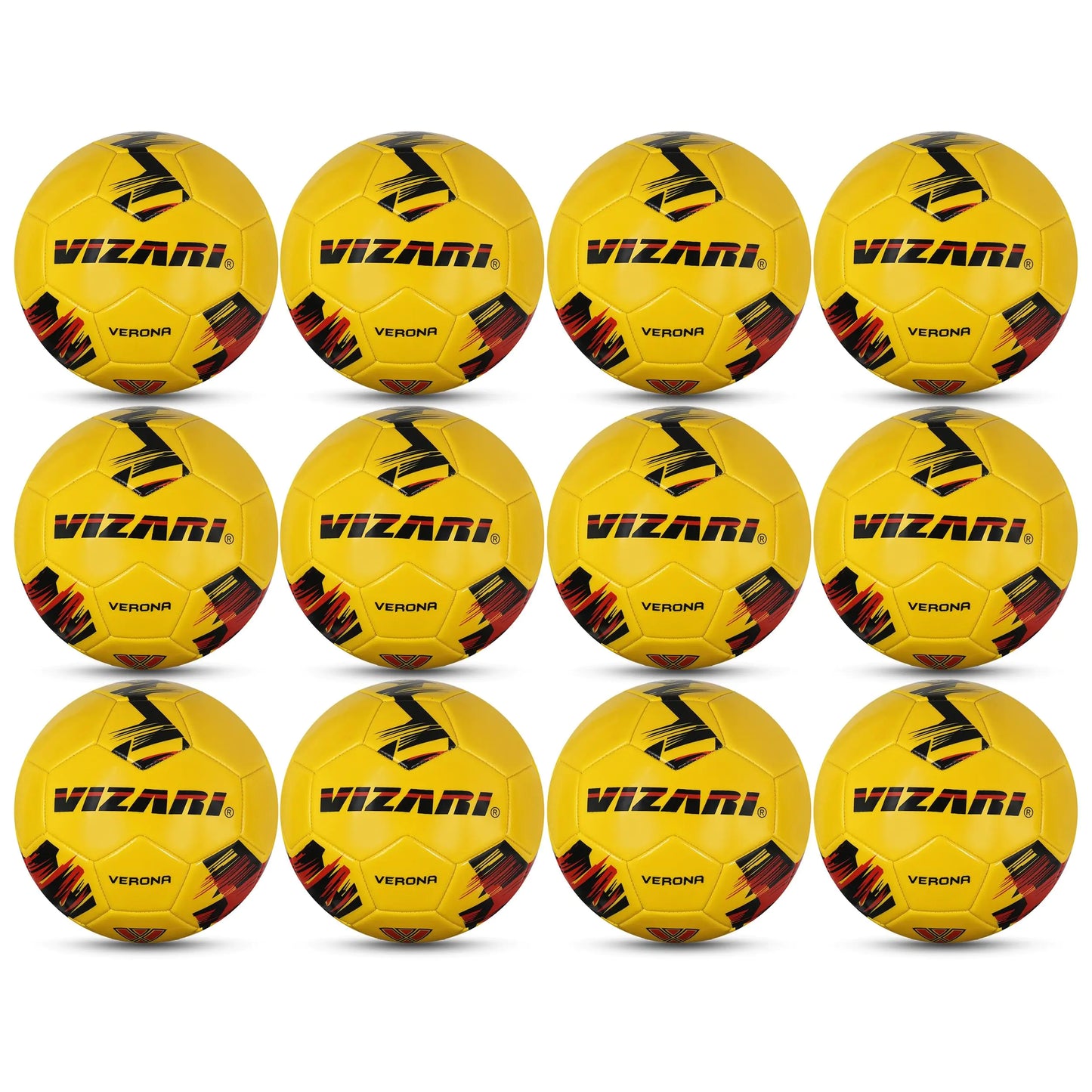 Vizari Verona Soccer Ball | Outdoor Soccer Ball with Durable TPS Shell and Reinforced Butyl Bladder | Youth Soccer Ball Ideal for Practice (Pack of 16 &12)