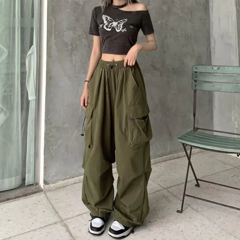 Y2K High Waist Cargo Pants for Women in Vintage Style