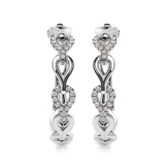 14K White Gold 1/2 Cttw Diamond Open Link Hoop Earrings (G-H Color, SI1-SI2 Clarity)