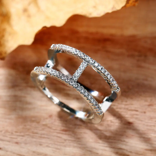 Geometric Double-Layer Ring - Simple Fashion Design