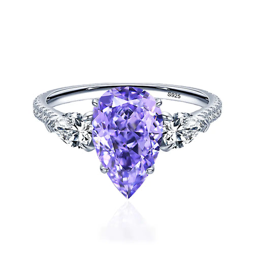 Drop-Shaped Yellow Diamond Ring in Sterling Silver
