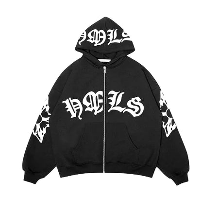 Y2K Vintage Hip Hop Jacket for Women - Casual Hoodie