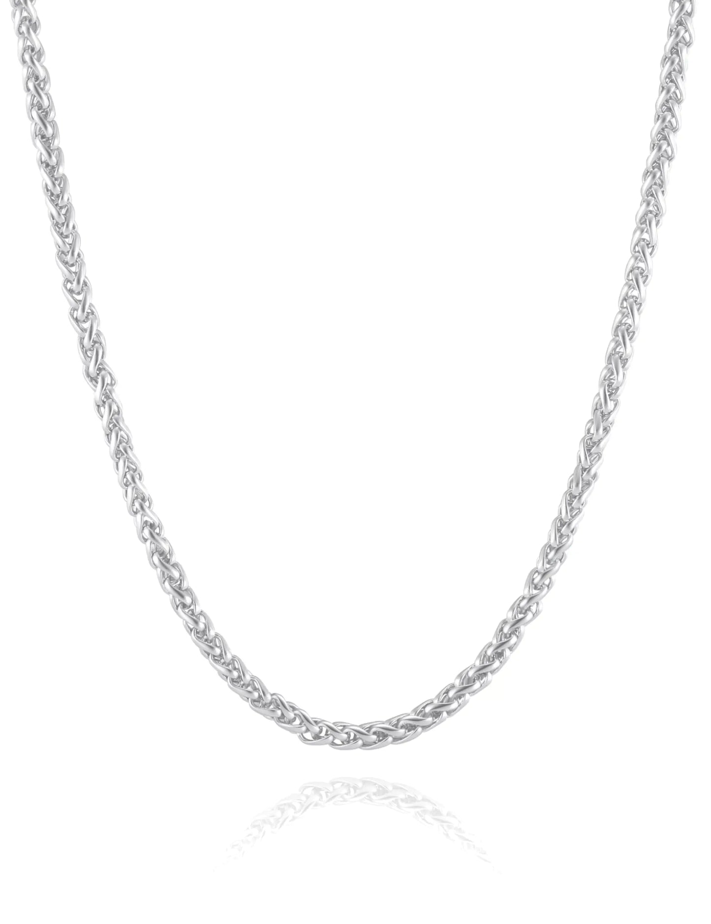 2.5mm Silver Tone Wheat Chain Necklace for Men Womens Necklace Chains Stainless Steel Chains for Men and Women Mens Chain 19.7 Inch