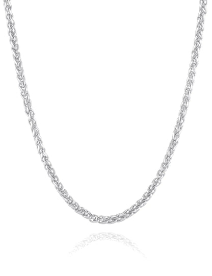 2.5mm Silver Tone Wheat Chain Necklace for Men Womens Necklace Chains Stainless Steel Chains for Men and Women Mens Chain 19.7 Inch