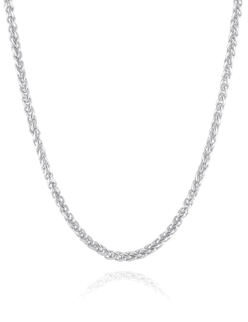 2.5mm Silver Tone Wheat Chain Necklace for Men Womens Necklace Chains Stainless Steel Chains for Men and Women Mens Chain 19.7 Inch