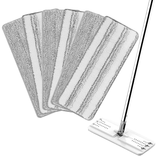 Yicotira Mop Replacement Pads Compatible with JOYMOOP Flat Mop or Mop Bucket Set - Microfiber Flat Mop Pads for All 13" X 4.9" Squeeze Flat Floor Mop - Washable Mop Head Replacement (3+3 Pack)