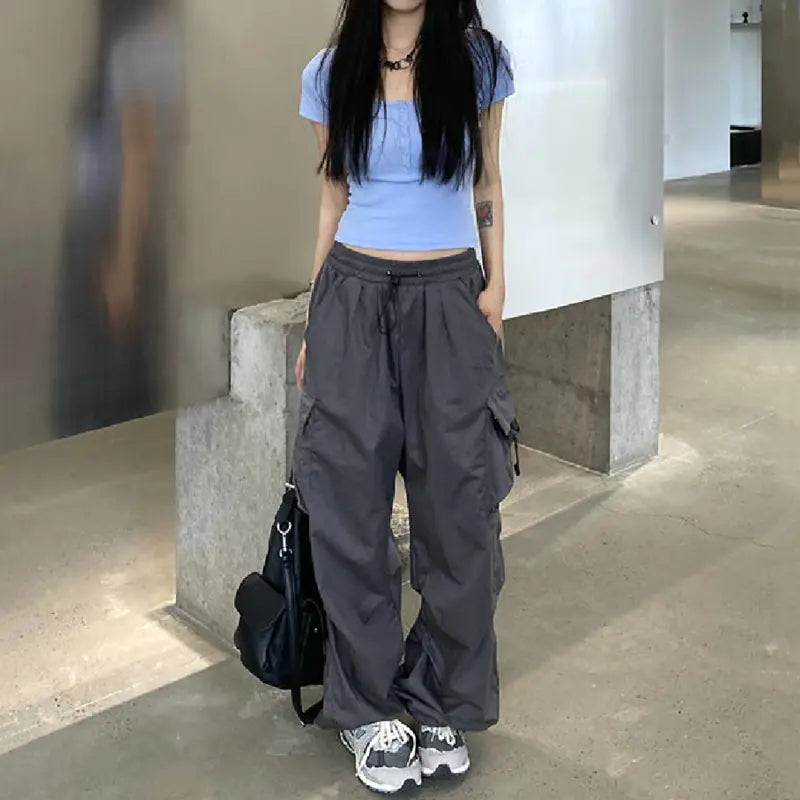 Y2K High Waist Cargo Pants for Women in Vintage Style