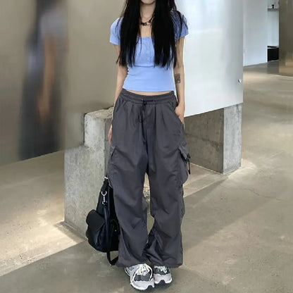 Y2K High Waist Cargo Pants for Women in Vintage Style