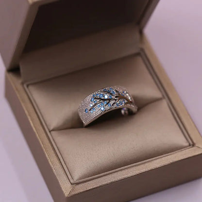 Vintage Handmade Forest Style Glazed Leaf Branch Ring
