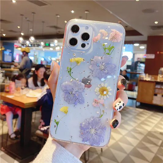 Real Flower Epoxy Soft Transparent Phone Case Cover