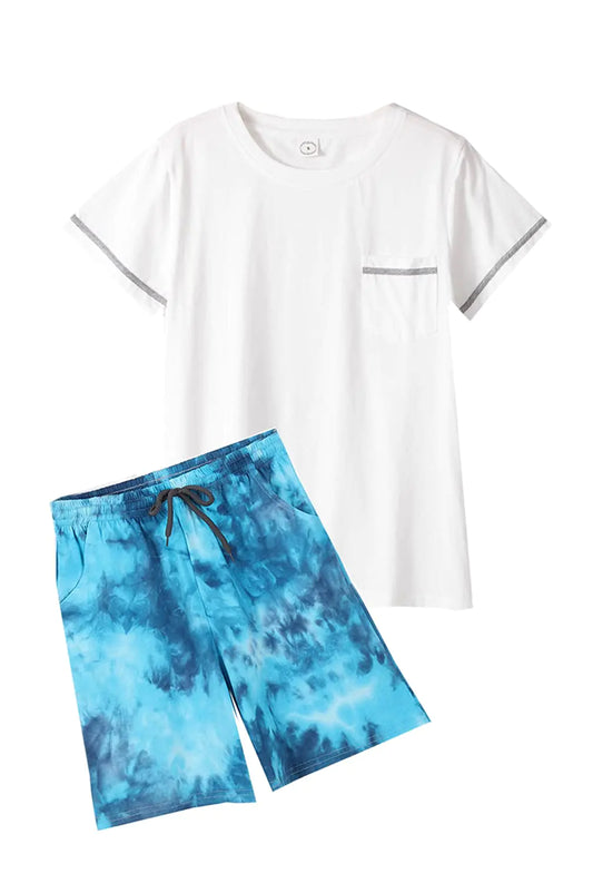 OMYbaby Big Boys Pajamas Set Loose Summer Short Cotton Sleepwear Teens PJS 13-18Years