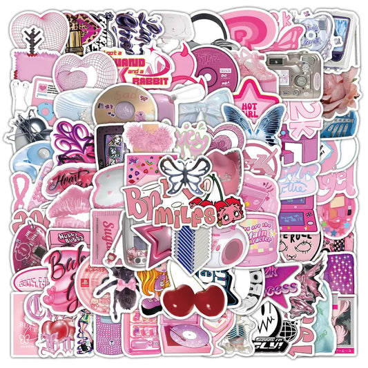 107Pcs Y2k Stickers Y2k Retro Aesthetic Stickers 2000s Cartoon Cute Stickers Vinyl Waterproof Stickers for LaptopSuitable for Guitar Notebook Water Bottle Birthday Gifts for Girls Kids Teens