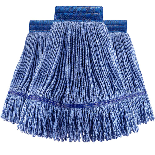 (3 Pack) Mop Head Replacement Mop Heads CommercialBlue Cotton Looped End String Wet Industrial Cleaning Vintage Mop Head Replacements Refill Swinger Loop Mop for Heavy Duty Rubbermaid Mop Heads