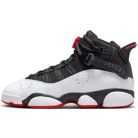 Jordan 6 Rings Big Kids Shoes (323419-067 Black/White/University Red) Size 6