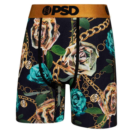 PSD Mens Rose & Chains Teal Boxer Briefs Multi M