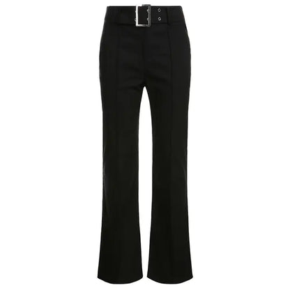 Y2K Vintage Black Wide Leg Flare Denim Pants for Women
