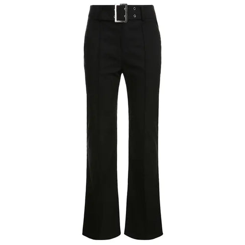 Y2K Vintage Black Wide Leg Flare Denim Pants for Women
