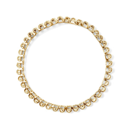 14K Gold 5.00 Cttw Square Princess Cut White Diamond Rectangular Invisible Set Link Tennis Bracelet (H-I Color, SI2-I1 Clarity) - 7.25” Inches