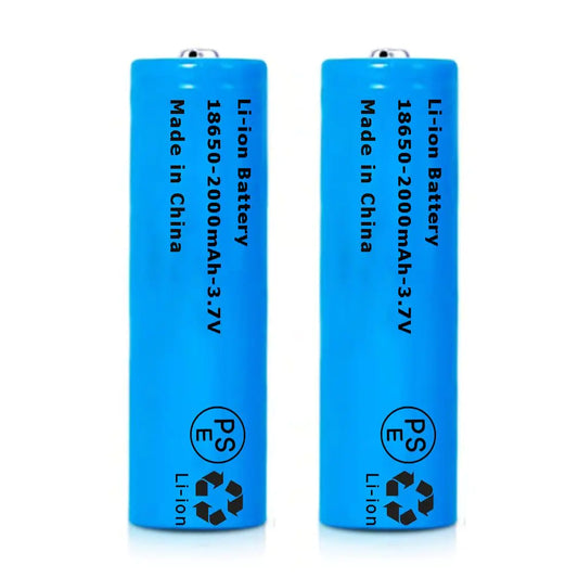 Svenirven 18650 Battery 2 Packs 3.7V Rechargeable Batteries Button Top Battery for Flashlights Headlamps Doorbells Toy Cars Blue