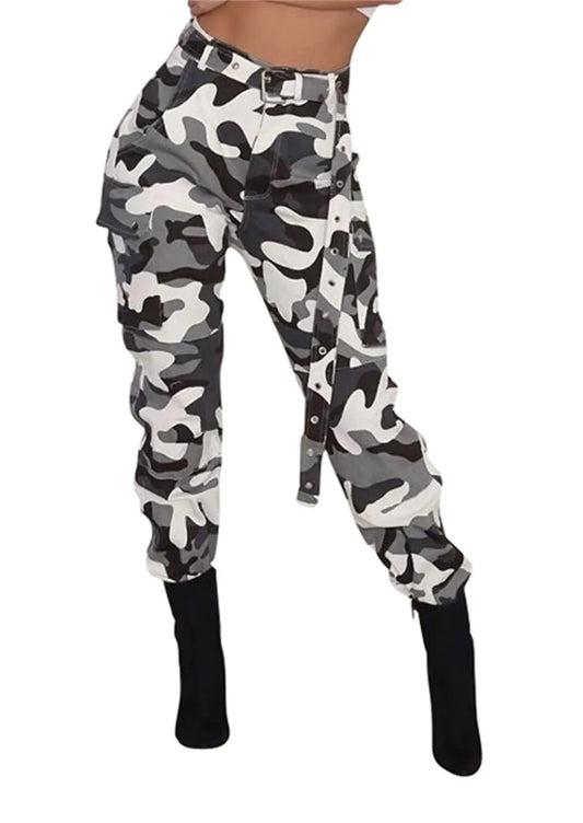 Ptorlio Camo Cargo Pants for Women Camouflage Camoflash Active Jogger Sweatpants Ttrousers y2k