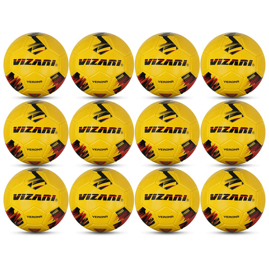 Vizari Verona Soccer Ball | Outdoor Soccer Ball with Durable TPS Shell and Reinforced Butyl Bladder | Youth Soccer Ball Ideal for Practice (Pack of 16 &12)