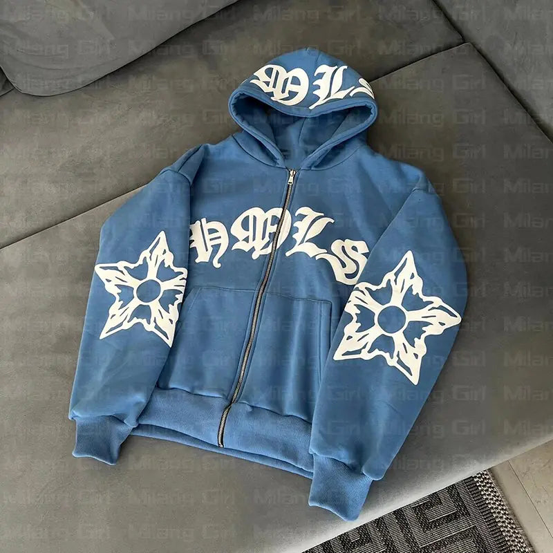 Y2K Vintage Hip Hop Jacket for Women - Casual Hoodie
