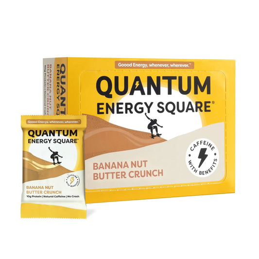 Quantum Energy Square: Energy Bar with Caffeine & 10g Protein. Delicious Healthy Snack On The Go. (Vegan Gluten-free Soy-free Dairy-free). Flavor: Banana Nut Butter Crunch 8Pk