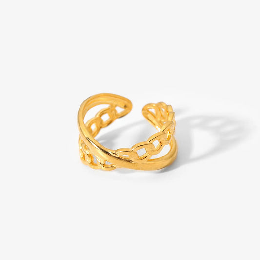 Double-layer Chain Cross Open Ring in Fashion Design
