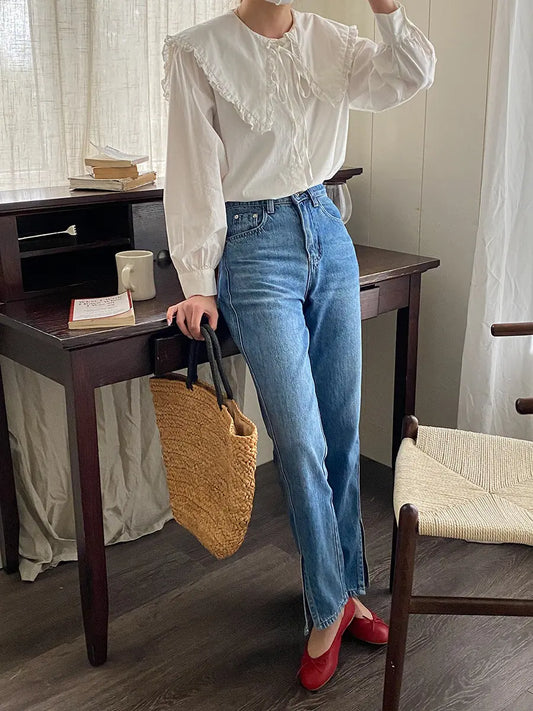 Vintage Casual Elegant Bow Women's Hollow Out Shirt