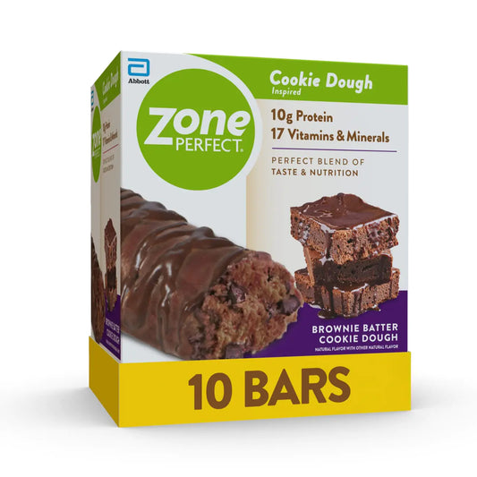 ZonePerfect Protein Bars 16 vitamins & minerals 10g protein Nutritious Snack Bar Brownie Batter Cookie Dough 10 Count
