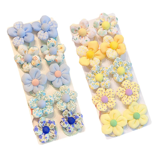 20PCS Blue Baby Kids Small Pony Tails Hair Ties，Kids Elastic Hair Ties，Flower Hair Ties For Girls，Cute Hair Ties Toddler Hair Accessories For Girls，Baby Hair Ties No Damage
