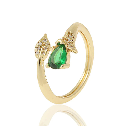 Copper Plated Gold Inlaid Zircon Fashion Ring